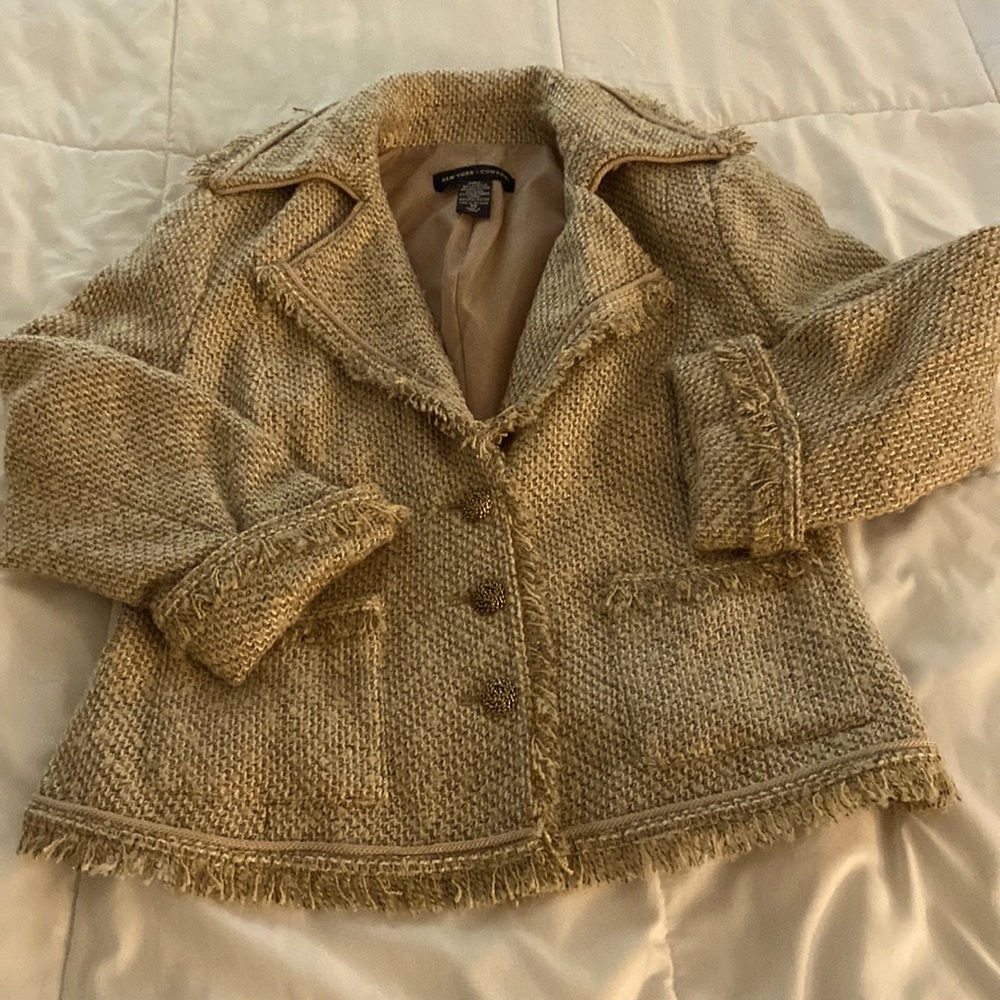 New York & Company blazer, tan and gold, size 10